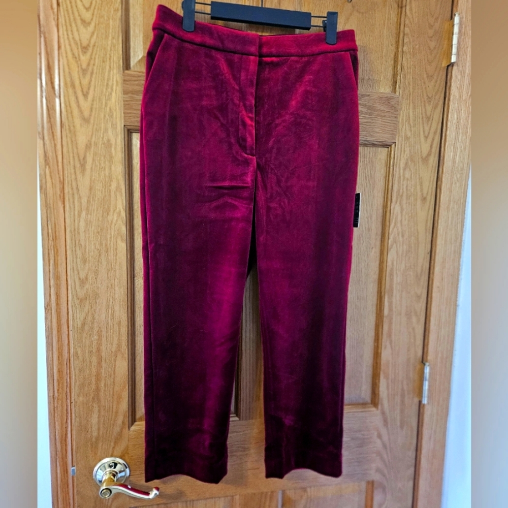 Express Editor super high waisted velvet straight cropped pant